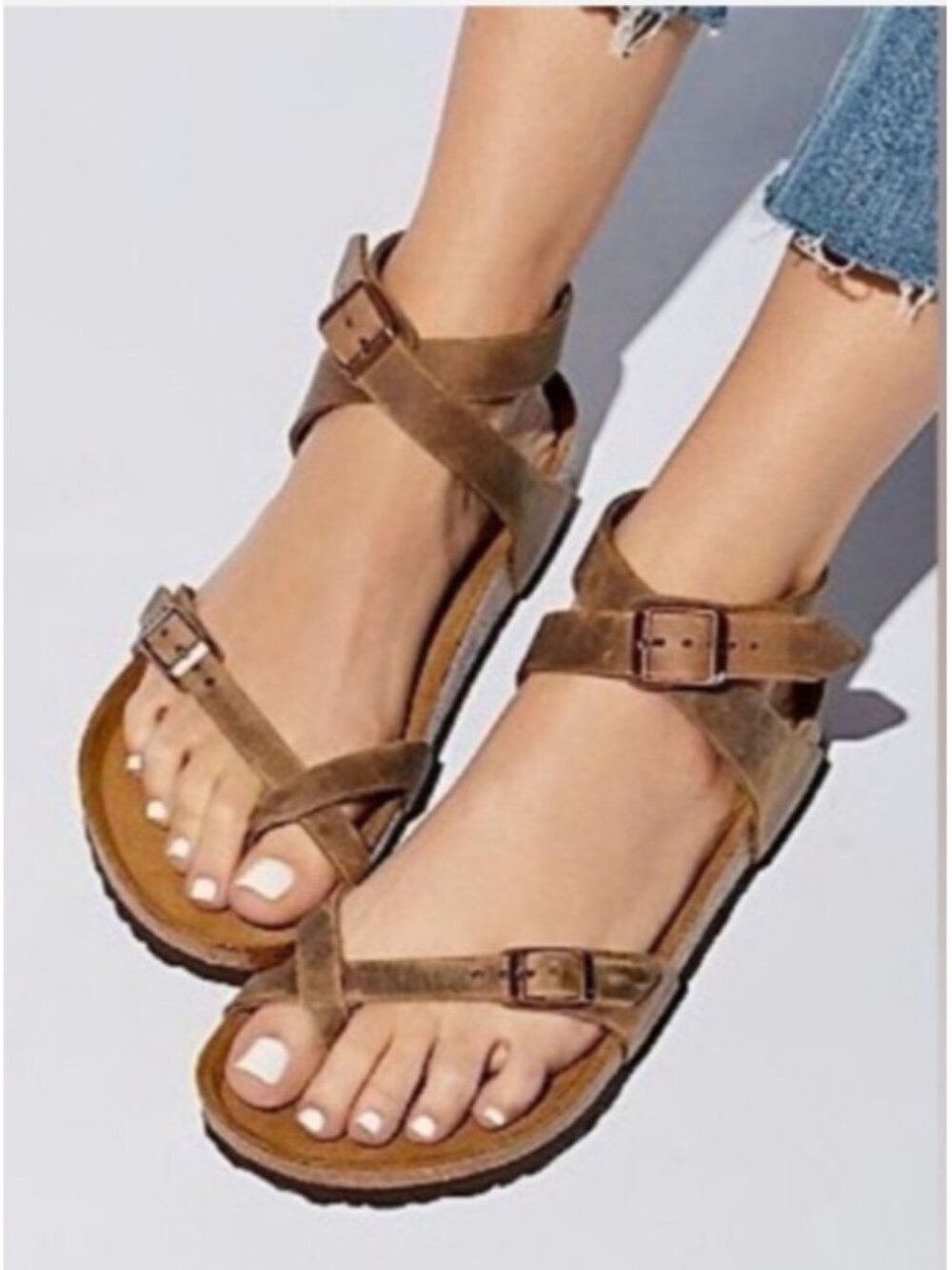 Birkenstock Yara Brown Leather Ankle Strap Toe Loop Sandals EU 38 US 7